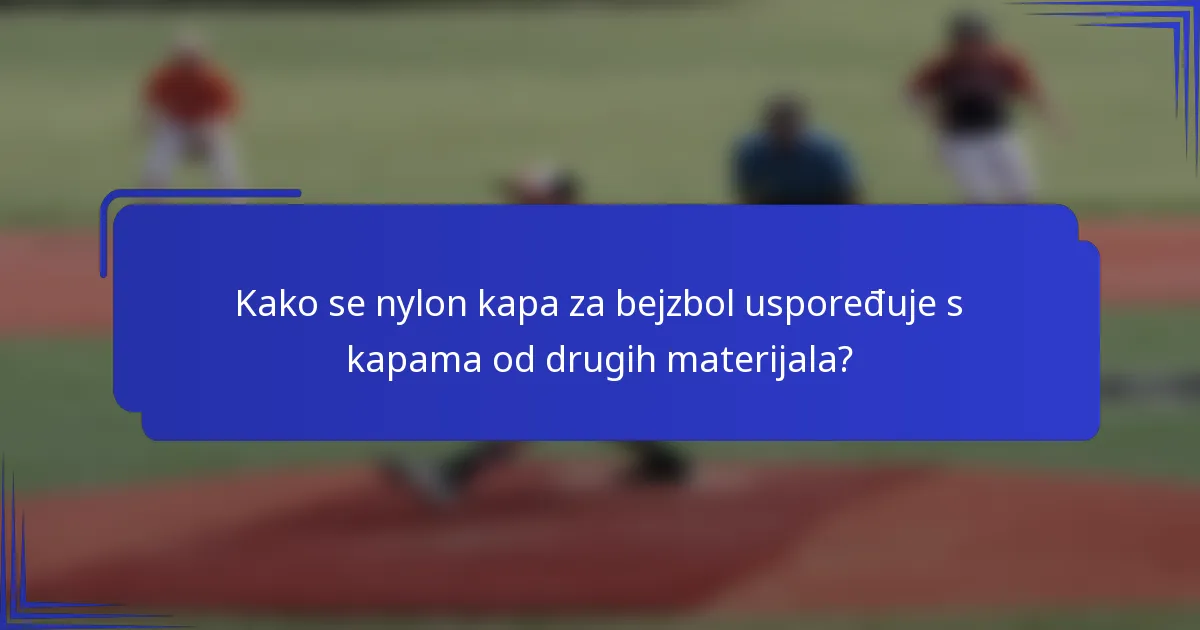 Kako se nylon kapa za bejzbol uspoređuje s kapama od drugih materijala?