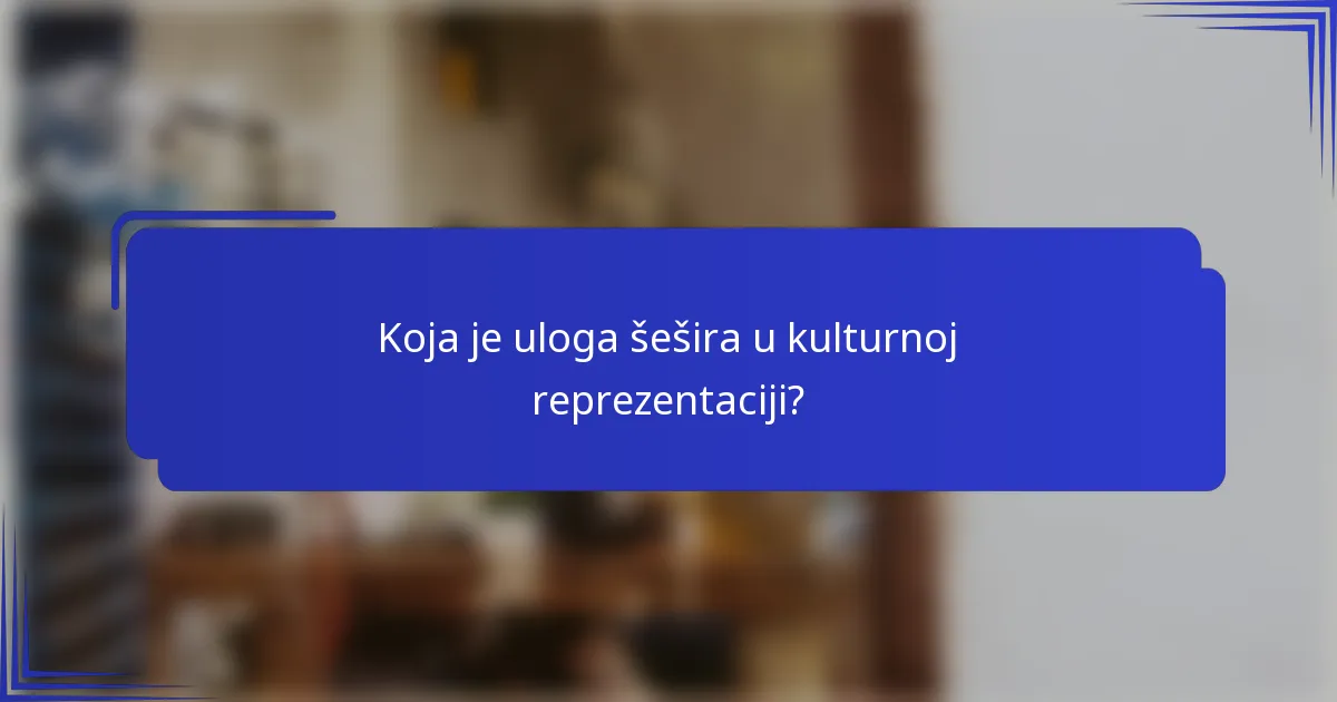 Koja je uloga šešira u kulturnoj reprezentaciji?