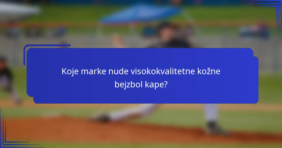 Koje marke nude visokokvalitetne kožne bejzbol kape?