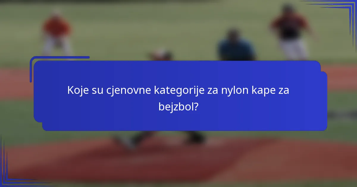 Koje su cjenovne kategorije za nylon kape za bejzbol?