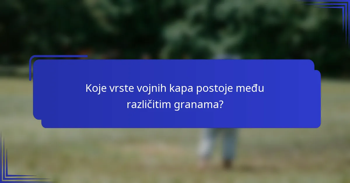 Koje vrste vojnih kapa postoje među različitim granama?